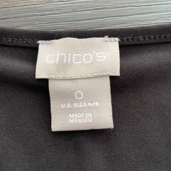 CHICO'S Size 0 US Sm Black Dress Asymmetrical Tunic Top Rouched Mini Skirt Combo - Picture 6 of 8